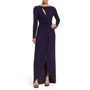 Dress the Population Naomi Twist Front Crepe Gown Boysenberry ( Purple ) Size L
